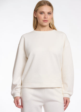 Pullover with elastic in back waist Femke.7002512 Snow white Kleding Truien en cardigans