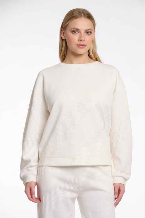 Pullover with elastic in back waist Femke.7002512 Snow white Kleding Truien en cardigans