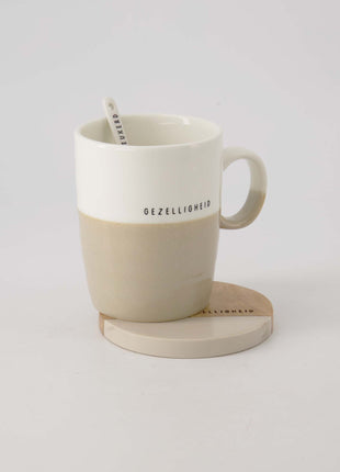 Theemok - 'gezelligheid' - wit/zand