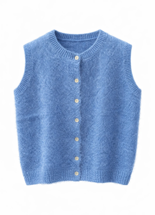 Debardeur met knoop - Luxe Mohair (jeansblauw) by Charlotte Marie