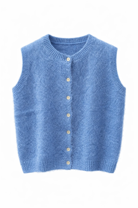 Debardeur met knoop - Luxe Mohair (jeansblauw) by Charlotte Marie