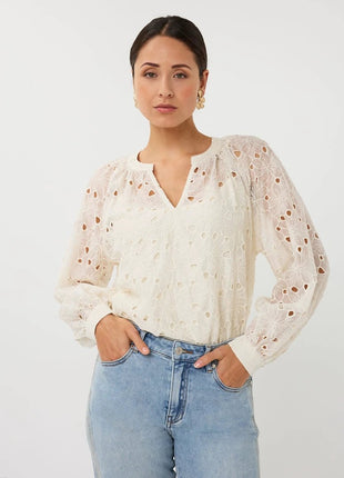 Blouse raglan embroidery anglaise - SP26.28026 - Ecru by Esqualo