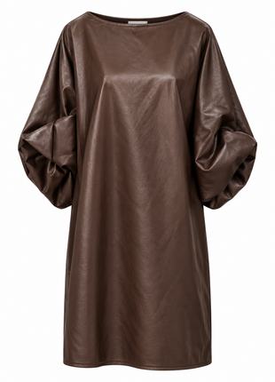 Jurk - Victorine - Faux Cuir Bruin