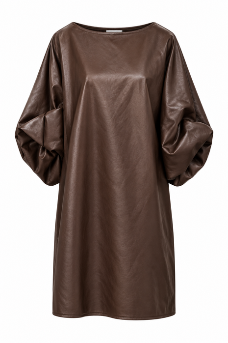 Jurk - Victorine - Faux Cuir Bruin