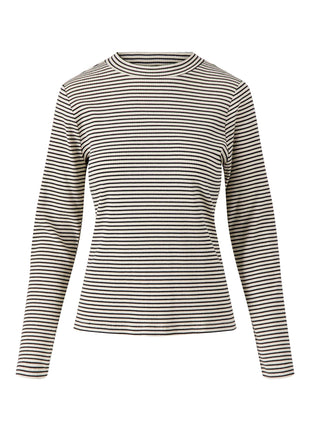 Rib top met streep – zwart / wit - zwart / wit / 36/S - Kleding - Tops en t-shirts
