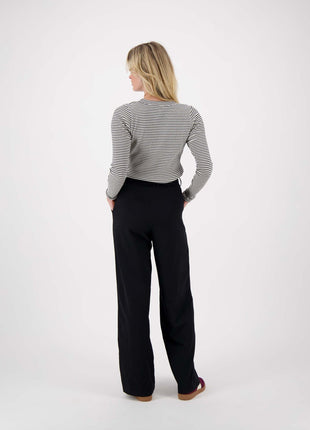 Rib top met streep – zwart / wit - Kleding - Tops en t-shirts