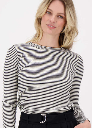 Rib top met streep – zwart / wit - Kleding - Tops en t-shirts