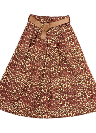 Rok - Nora - Plooien - Leopard (bor) - Bordeaux / One Size - Kleding - Rokken