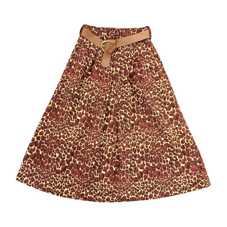 Rok - Nora - Plooien - Leopard (bor) - Bordeaux / One Size - Kleding - Rokken