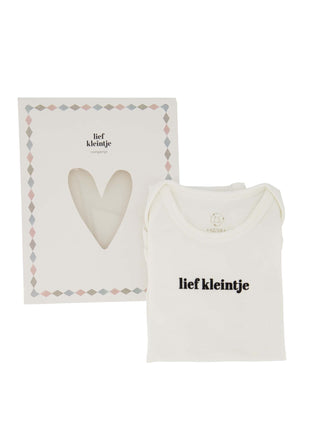 Rompertje ’lief kleintje’ in doosje maat 62/68 wit/zwart Cadeau’s & Lifestyle Baby
