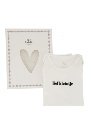 Rompertje ’lief kleintje’ in doosje maat 62/68 wit/zwart Cadeau’s & Lifestyle Baby