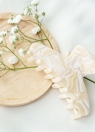 Rosa - Ronde marmeren haarspeld Marmer wit - Modeaccessoires - Haarspelden