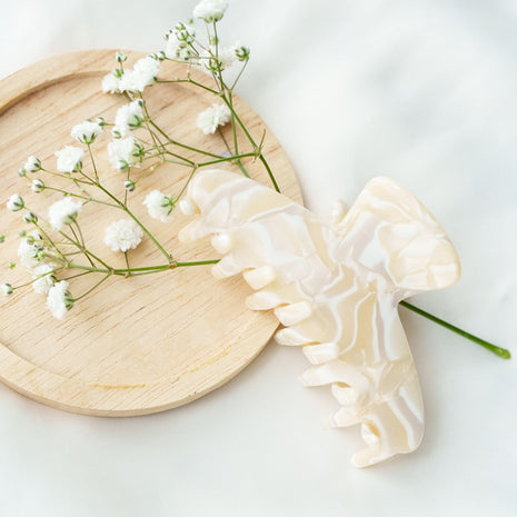 Rosa - Ronde marmeren haarspeld Marmer wit - Modeaccessoires - Haarspelden