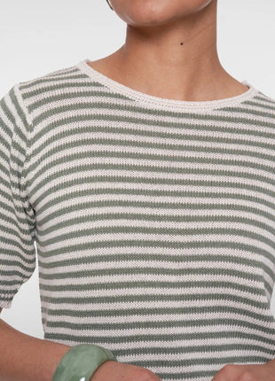 Pull - strepen - 64080-70 - off-white/olive green by Geisha