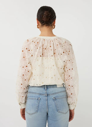 Blouse raglan embroidery anglaise - SP26.28026 - Ecru by Esqualo