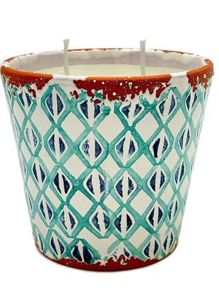 Keramieken Pot met Kaars - Geruit VERDES 14X12,5cm MENTA Y BASILIC - by Wax Design