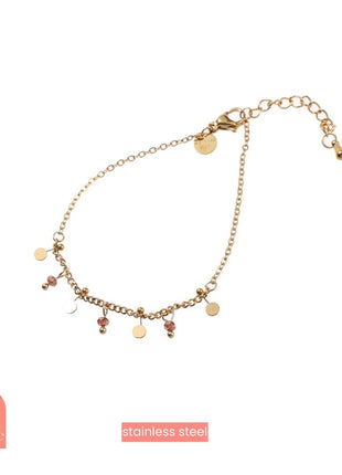 Armbandje - Beads + Petals Bracelet - 14K + brown