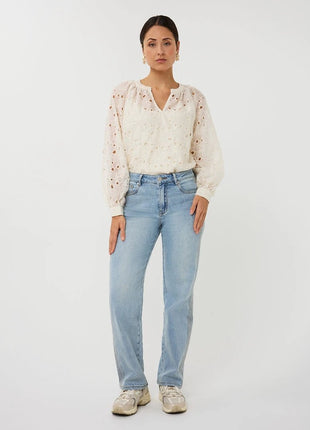 Blouse raglan embroidery anglaise - SP26.28026 - Ecru by Esqualo