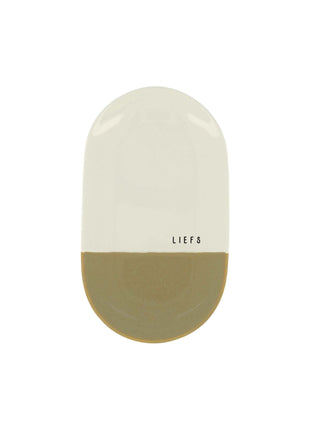 Serveerschaal - liefs - 20x11,5cm - wit/oker (0702-070) - Lifestyle - Koken & Tafelen - Servies