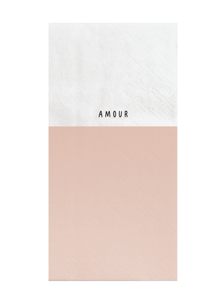 Servetten - ’amour’ - 11x20cm - wit/roze - Lifestyle - Koken & Tafelen - Tafeltextiel & Servetten