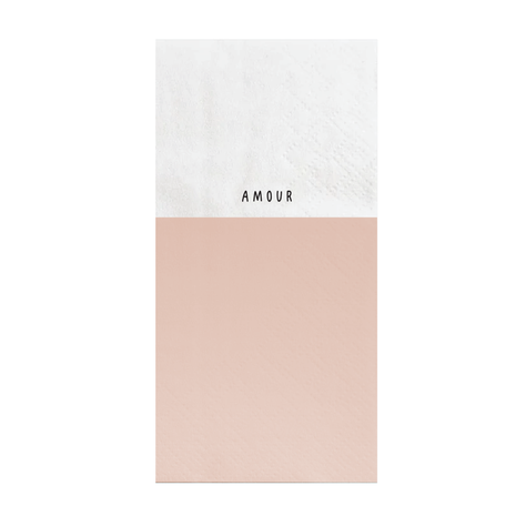 Servetten - ’amour’ - 11x20cm - wit/roze - Lifestyle - Koken & Tafelen - Tafeltextiel & Servetten
