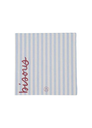 Servetten - ’bisous kusss’ - streep - 12.5x12.5cm - wit/blauw - Lifestyle - Koken & Tafelen - Tafeltextiel & Servetten