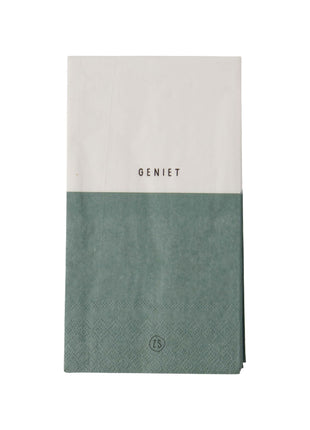 Servetten geniet 11x20cm wit/grijsblauw (0711-136) - Lifestyle - Koken & Tafelen - Tafeltextiel & Servetten