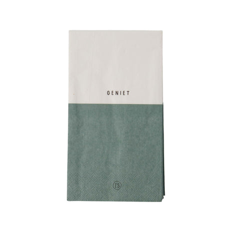 Servetten geniet 11x20cm wit/grijsblauw (0711-136) - Lifestyle - Koken & Tafelen - Tafeltextiel & Servetten