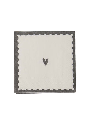 Servetten geniet 12,5x12,5cm wit/antracietgrijs (0711-132) - Lifestyle - Koken & Tafelen - Tafeltextiel & Servetten