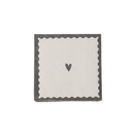 Servetten geniet 12,5x12,5cm wit/antracietgrijs (0711-132) - Lifestyle - Koken & Tafelen - Tafeltextiel & Servetten