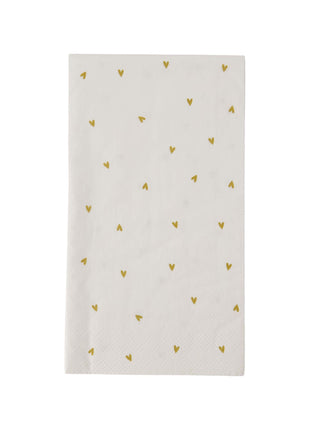 Servetten hartjes 11x20cm wit/goud (0711-135) - Lifestyle - Koken & Tafelen - Tafeltextiel & Servetten
