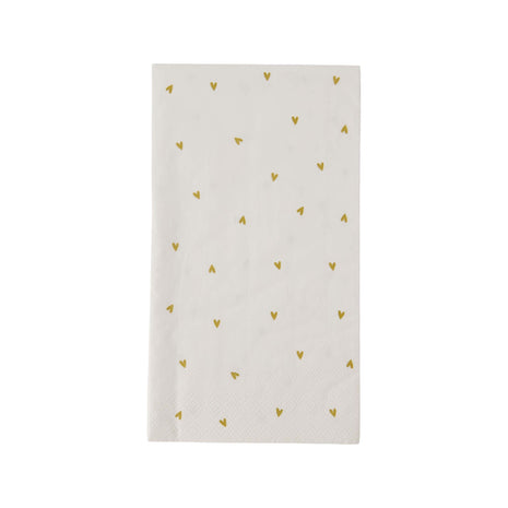 Servetten hartjes 11x20cm wit/goud (0711-135) - Lifestyle - Koken & Tafelen - Tafeltextiel & Servetten