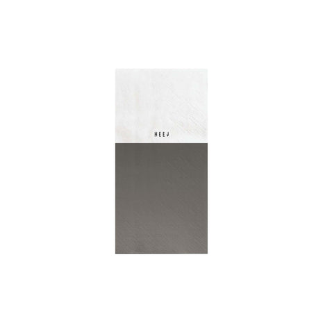 Servetten - ’heej...’ - 11x20cm - wit/antracietgrijs - Lifestyle - Koken & Tafelen - Tafeltextiel & Servetten