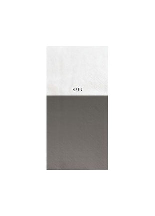 Servetten - ’heej...’ - 11x20cm - wit/antracietgrijs - Lifestyle - Koken & Tafelen - Tafeltextiel & Servetten