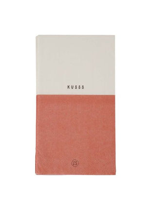 Servetten - ’kusss’ - 11x20cm - wit/oudroze - Lifestyle - Koken & Tafelen - Tafeltextiel & Servetten