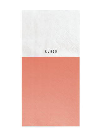 Servetten - ’kusss’ - 11x20cm - wit/oudroze - Lifestyle - Koken & Tafelen - Tafeltextiel & Servetten