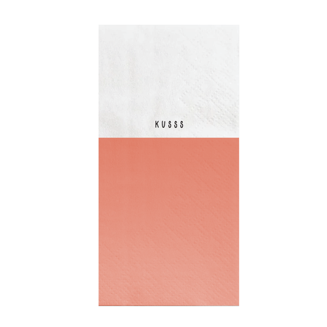 Servetten - ’kusss’ - 11x20cm - wit/oudroze - Lifestyle - Koken & Tafelen - Tafeltextiel & Servetten
