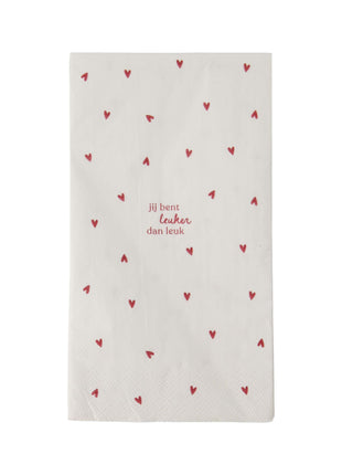 Servetten leuker dan leuk 11x20cm wit/rood (0711-128) - Lifestyle - Koken & Tafelen - Tafeltextiel & Servetten