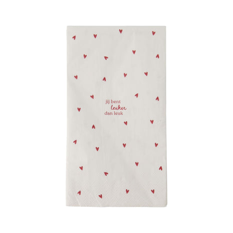 Servetten leuker dan leuk 11x20cm wit/rood (0711-128) - Lifestyle - Koken & Tafelen - Tafeltextiel & Servetten