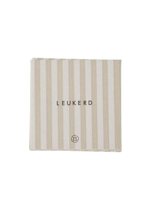 Servetten - ’leukerd’ - hartje - streep - 12.5x12.5cm - wit/zand - Lifestyle - Koken & Tafelen - Tafeltextiel &