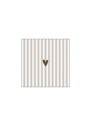 Servetten - ’leukerd’ - hartje - streep - 12.5x12.5cm - wit/zand - Lifestyle - Koken & Tafelen - Tafeltextiel &