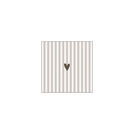 Servetten - ’leukerd’ - hartje - streep - 12.5x12.5cm - wit/zand - Lifestyle - Koken & Tafelen - Tafeltextiel &