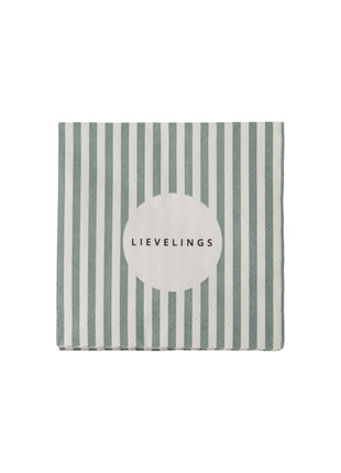 Servetten lievelings streep 12,5x12,5cm wit/grijsblauw (0711-137) - Lifestyle - Koken & Tafelen - Tafeltextiel &