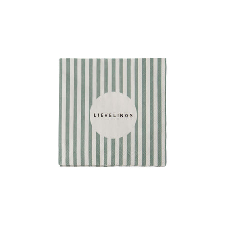 Servetten lievelings streep 12,5x12,5cm wit/grijsblauw (0711-137) - Lifestyle - Koken & Tafelen - Tafeltextiel &