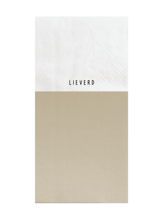 Servetten - ’lieverd’ - 11x20cm - wit/zand - Lifestyle - Koken & Tafelen - Tafeltextiel & Servetten