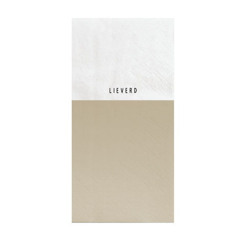 Servetten - ’lieverd’ - 11x20cm - wit/zand - Lifestyle - Koken & Tafelen - Tafeltextiel & Servetten