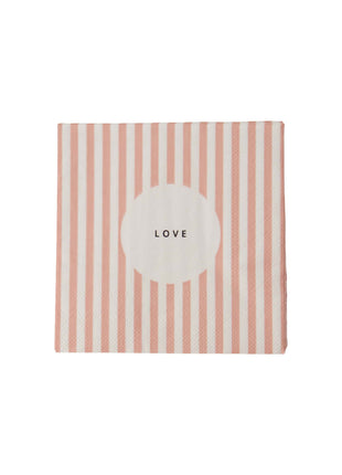Servetten love streep 12,5x12,5cm wit/roze (0711-142) - Lifestyle - Koken & Tafelen - Tafeltextiel & Servetten
