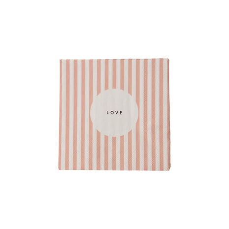 Servetten love streep 12,5x12,5cm wit/roze (0711-142) - Lifestyle - Koken & Tafelen - Tafeltextiel & Servetten