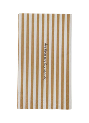 Servetten love this day streep 11x20cm wit/oker (0711-127) - Lifestyle - Koken & Tafelen - Tafeltextiel & Servetten