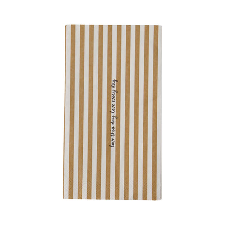 Servetten love this day streep 11x20cm wit/oker (0711-127) - Lifestyle - Koken & Tafelen - Tafeltextiel & Servetten